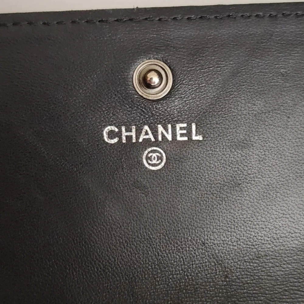 Chanel Black Quilted Leather Wallet Clutch